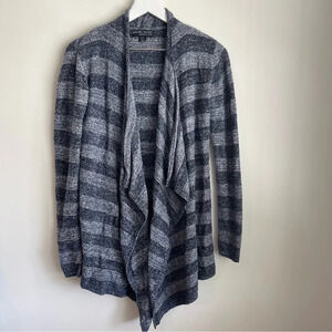 Barefoot Dreams Bamboo Chic Lite Open Drape Cardigan Navy Striped Sweater small